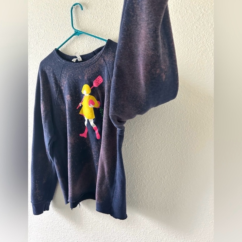 Bella Canvas XL Bleach Dyed Graphic Sweatshirt Oversized Pullover - Picture 3 of 9